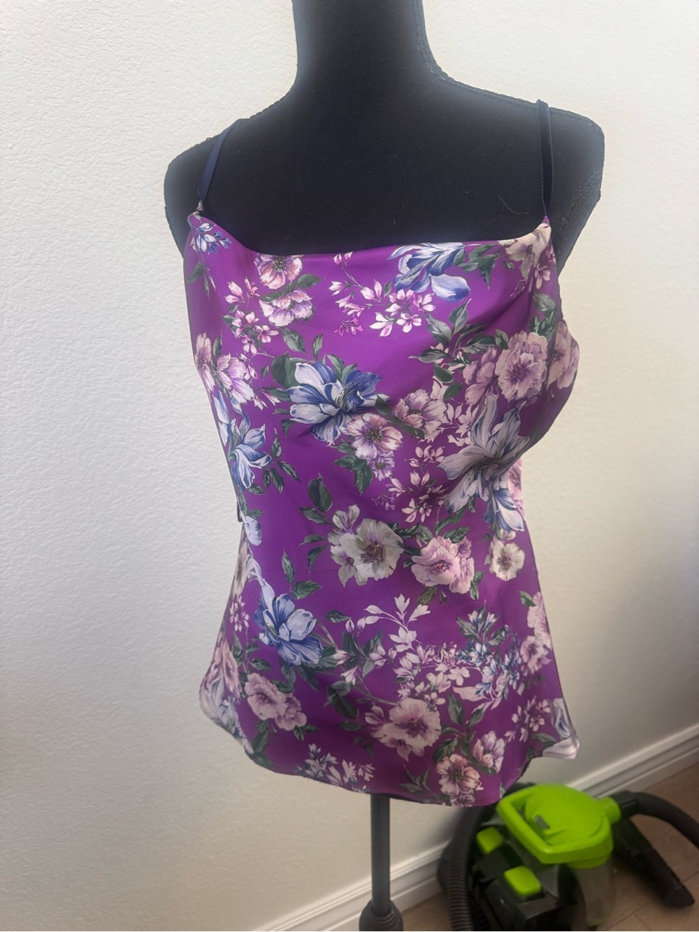 Zara Purple Floral Satin Cami Top